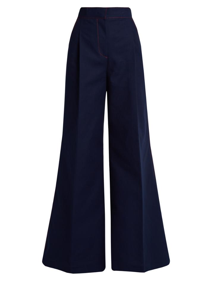 Msgm Contrast-stitch Wide Leg Trousers