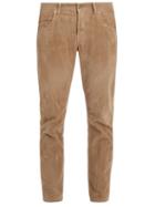 Matchesfashion.com Gucci - Bee Embroidered Slim Leg Corduroy Trousers - Mens - Beige