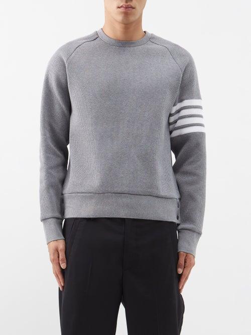 Thom Browne - Four-bar Waffle-knit Sweatshirt - Mens - Dark Grey
