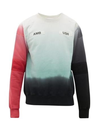 Matchesfashion.com Ambush - Logo-appliqud Gradient-dye Cotton Sweater - Mens - Blue