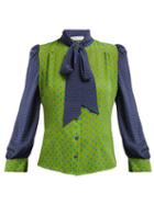 Matchesfashion.com Edeltrud Hofmann - Sofi Pussy Bow Silk Blouse - Womens - Green Multi