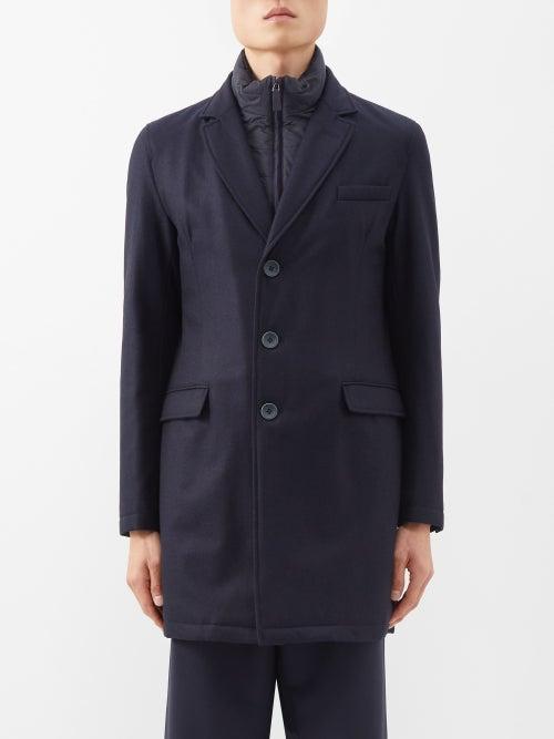 Herno - Detachable-liner Wool-blend Overcoat - Mens - Navy