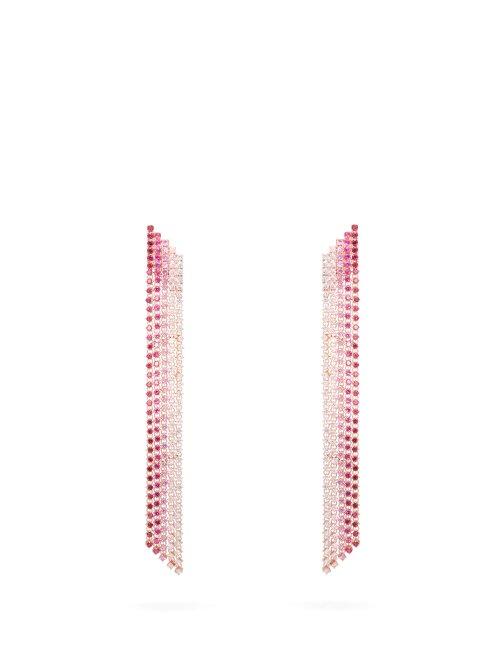 Matchesfashion.com Lynn Ban - Waterfall Sapphire & Rose Gold Plated Earrings - Womens - Pink