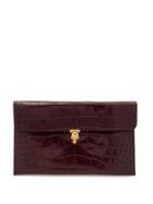 Matchesfashion.com Alexander Mcqueen - Skull Crocodile Embossed Leather Envelope Pouch - Womens - Burgundy
