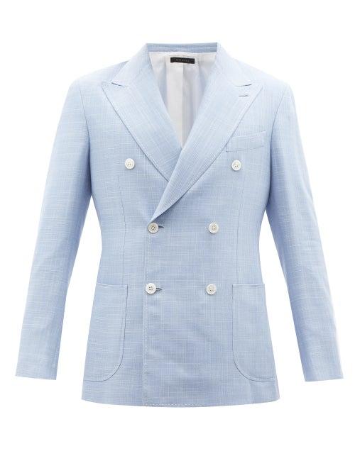Brioni - Amalfi Silk-blend Hopsack Blazer - Mens - Light Blue