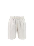 Ladies Lingerie Hanro - Urban Casuals Striped Linen-blend Shorts - Womens - Cream Stripe