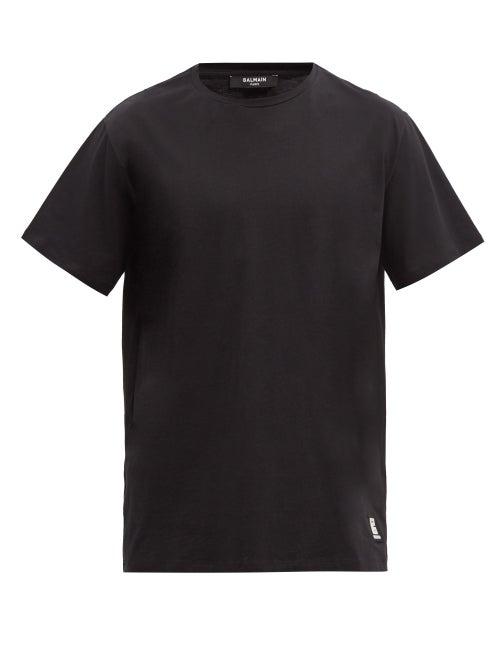 Balmain - Logo-patch Cotton-jersey T-shirt - Mens - Black