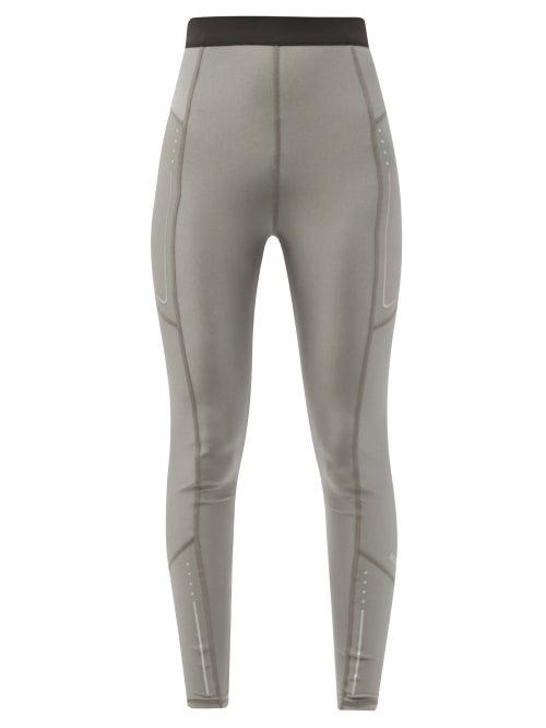 Matchesfashion.com Moncler - Reflective High-rise Leggings - Womens - Silver