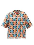 La Doublej - Shell-print Short-sleeved Silk Shirt - Womens - Multi