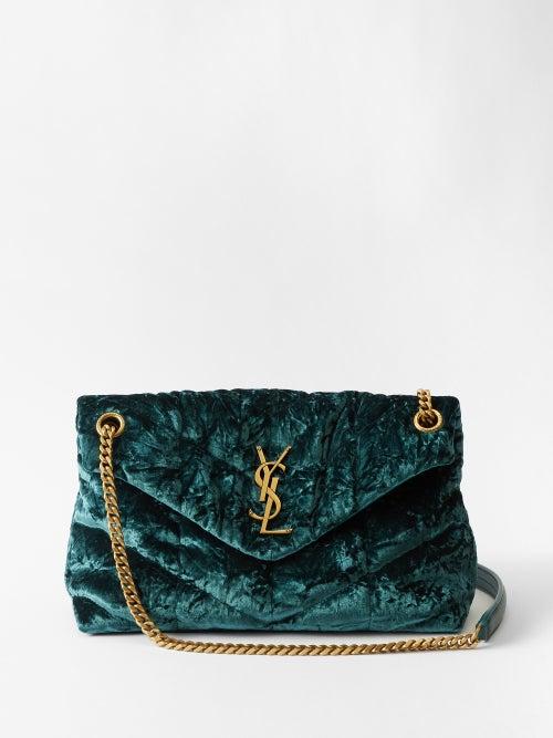 Saint Laurent - Puffer Small Crushed-velvet Shoulder Bag - Womens - Emerald