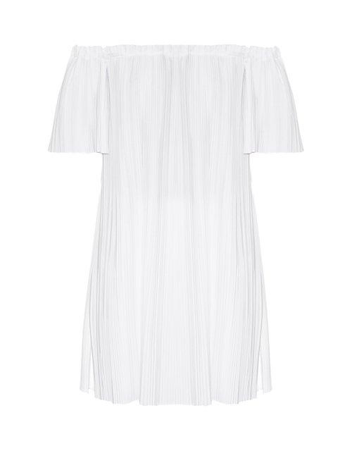 Matchesfashion.com Adam Lippes - Off The Shoulder Tunic Top - Womens - White