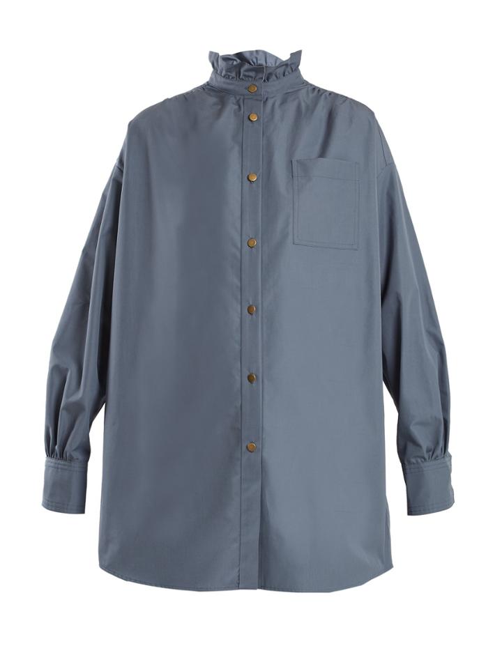 Sonia Rykiel Ruffled-neck Cotton-poplin Shirt