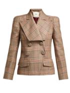 Matchesfashion.com Fendi - Double Breasted Checked Wool Blazer - Womens - Brown Multi