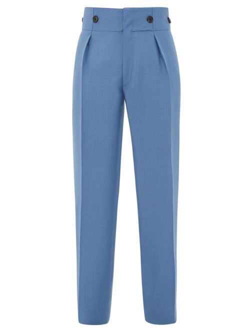 Matchesfashion.com Lanvin - High Rise Mohair Blend Crepe Trousers - Mens - Blue