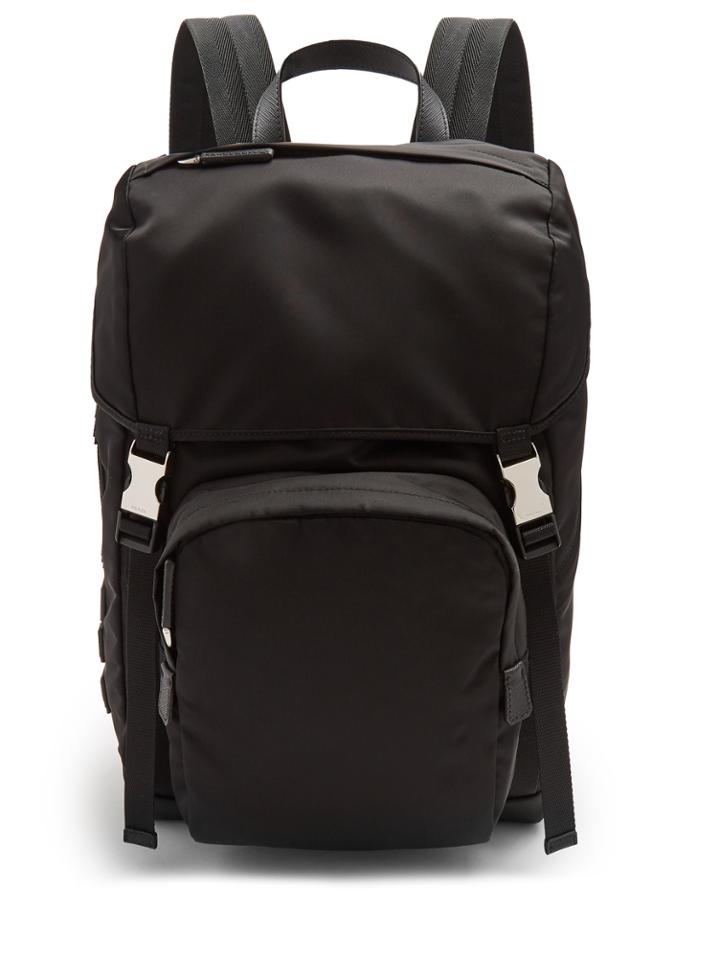 Prada Logo-appliqu Leather-trimmed Backpack