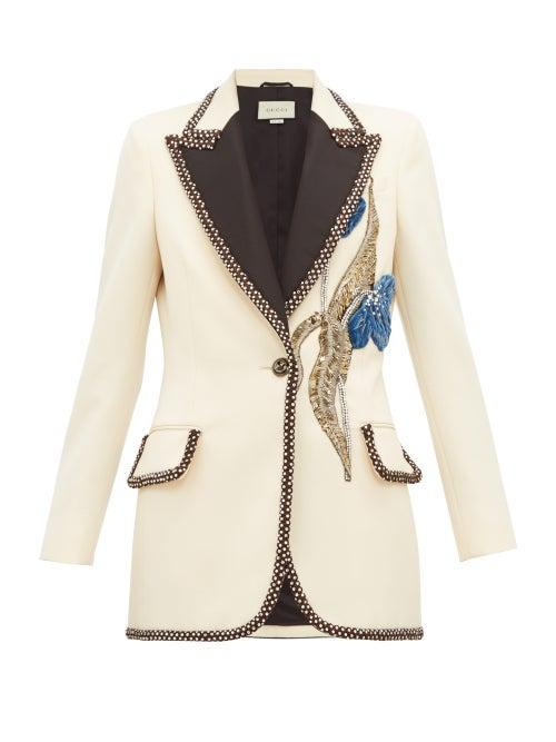 Matchesfashion.com Gucci - Embroidered And Embellished Wool Blazer - Womens - Ivory Multi