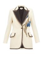 Matchesfashion.com Gucci - Embroidered And Embellished Wool Blazer - Womens - Ivory Multi