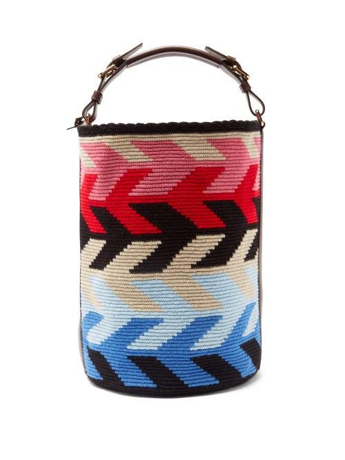 Matchesfashion.com Colville - Arrow Large Leather-trim Woven Bucket Bag - Womens - Multi