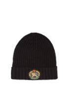 Matchesfashion.com Burberry - Crest Wool And Cashmere Blend Beanie Hat - Mens - Black