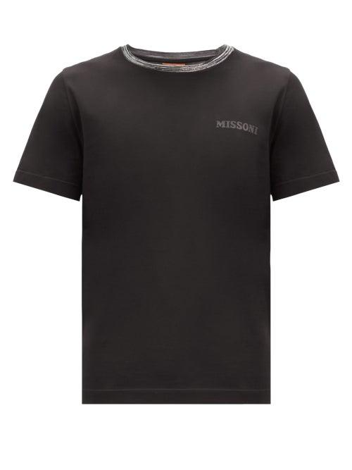 Matchesfashion.com Missoni - Striped-neck Cotton-jersey T-shirt - Mens - Black