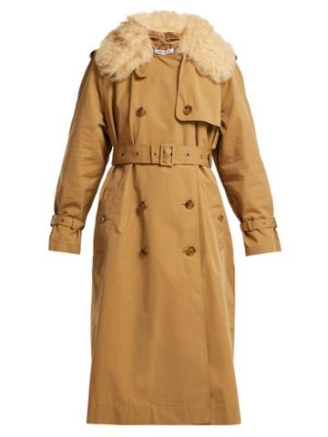 Matchesfashion.com Elizabeth And James - Stratford Shearling Trimmed Trench Coat - Womens - Camel