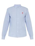 Matchesfashion.com Ami - Logo Embroidered Cotton Shirt - Mens - Blue