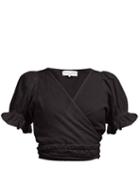 Matchesfashion.com Apiece Apart - Chabrol Puff Sleeve Linen Blend Wrap Top - Womens - Black