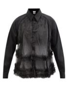 Noir Kei Ninomiya - Ruffled Tulle And Wool-twill Shirt - Womens - Black