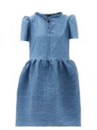 Matchesfashion.com Horror Vacui - Valerie Pintucked Cotton Dress - Womens - Blue