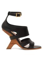 Matchesfashion.com Alexander Mcqueen - Curved-heel Leather Sandals - Womens - Black