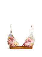 Matchesfashion.com Zimmermann - Kali Hibiscus Floral Print Triangle Bikini Top - Womens - Blue Multi