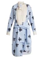 Matchesfashion.com Loewe - Floral Print Tie Waist Shirtdress - Womens - Blue Multi