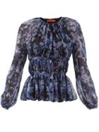 Matchesfashion.com Altuzarra - Therese Ikat-print Georgette Blouse - Womens - Blue Print