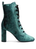 Saint Laurent Loulou Lace-up Crushed-velvet Ankle Boots