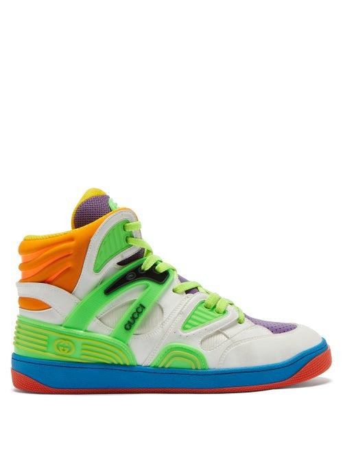 Gucci - Basket High-top Faux-leather Trainers - Womens - Multi