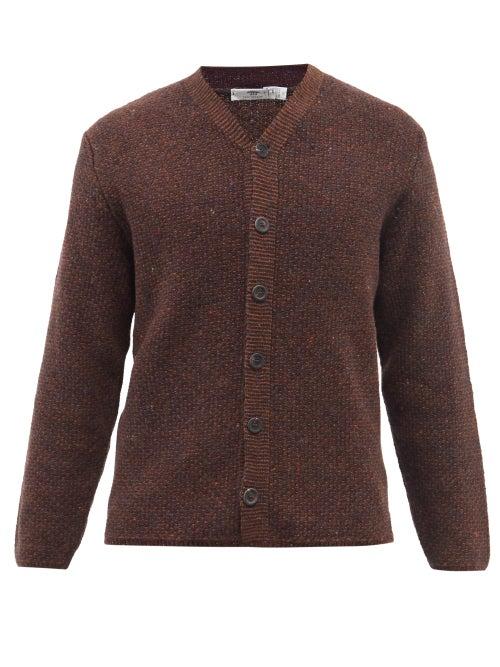 Inis Mein - Moss-stitch Merino-blend Cardigan - Mens - Brown
