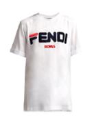 Matchesfashion.com Fendi - Mania Logo Cotton T Shirt - Womens - White Multi