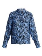 Matchesfashion.com Chlo - Geometric Print Silk Crepe Blouse - Womens - Blue Print