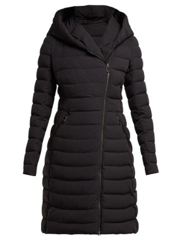 Matchesfashion.com Moncler - Barge Asymmetric Zip Quilted Down Filled Coat - Womens - Black