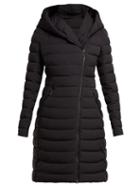 Matchesfashion.com Moncler - Barge Asymmetric Zip Quilted Down Filled Coat - Womens - Black