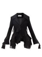Ladies Rtw 16arlington - Lanao Chiffon-flounced Crepe Blazer - Womens - Black