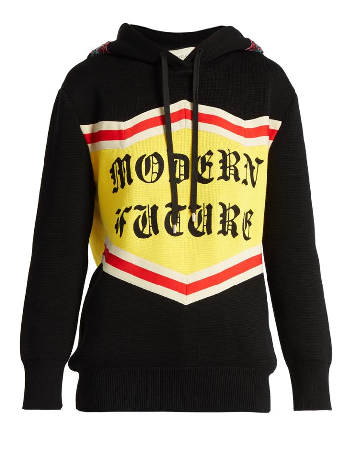 Gucci Modern Future Embellished Hooded Cotton Sweater
