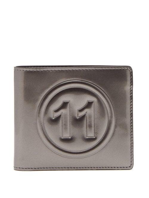 Matchesfashion.com Maison Margiela - No.11 Metallic Leather Bi Fold Wallet - Mens - Dark Grey