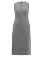 Ladies Rtw Thom Browne - Tricolor-trim Boiled Wool-blend Pencil Dress - Womens - Grey