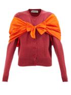 Molly Goddard - Arietta Taffeta-shawl Wool Cardigan - Womens - Red