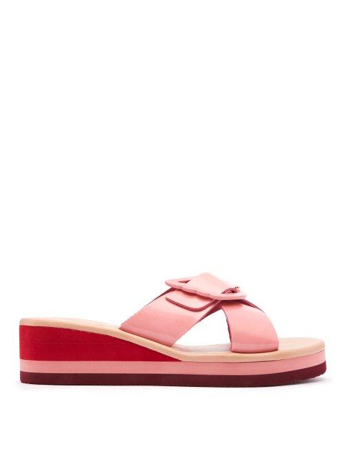 Matchesfashion.com Ancient Greek Sandals - Thais Rainbow Leather Wedge Sandals - Womens - Pink