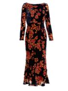 Saloni Tina Boat-neck Floral Devor Dress