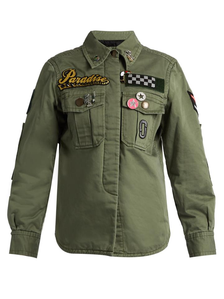 Marc Jacobs Patch And Brooch Embellished Cotton Jacket