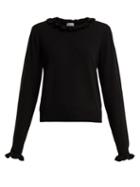 Matchesfashion.com Redvalentino - Ruffle Collar Long Sleeved Sweater - Womens - Black