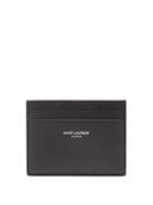 Matchesfashion.com Saint Laurent - Logo-print Grained-leather Cardholder - Mens - Black